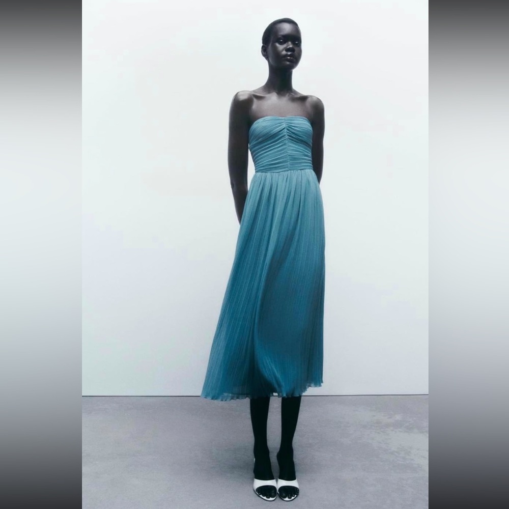 Blue Zara midi dress!! - Picture 2 of 4
